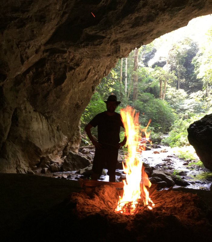 campfire in thailand cave