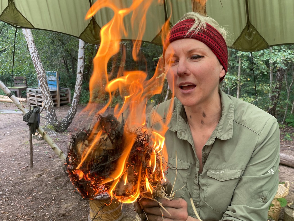 primitive skills firelighting course in wales