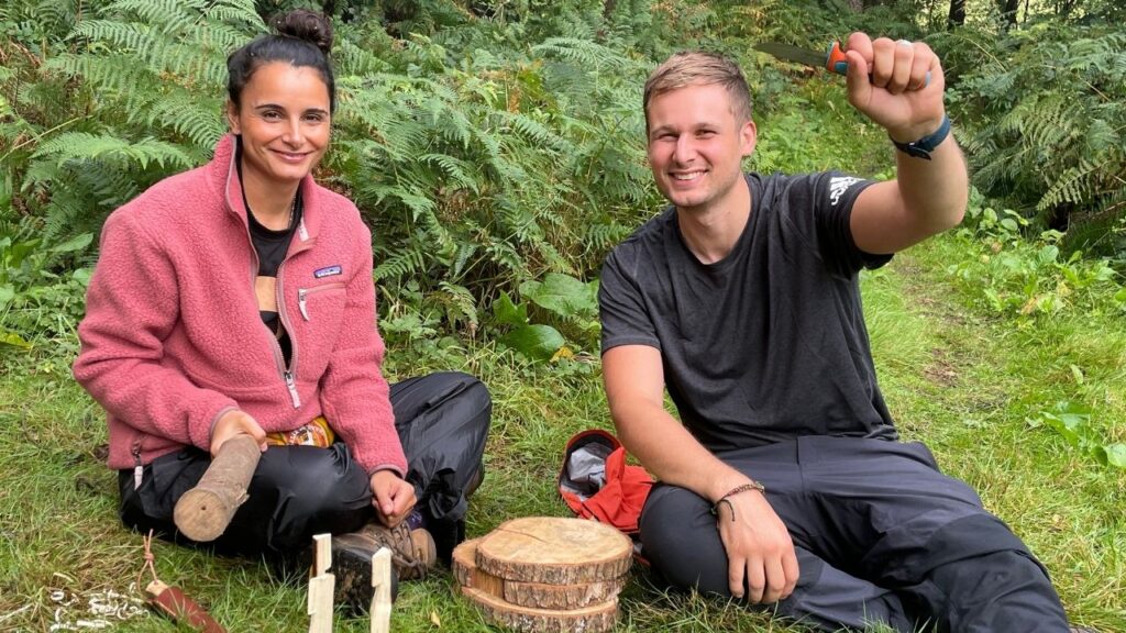 whittling skills on a bushcraft course